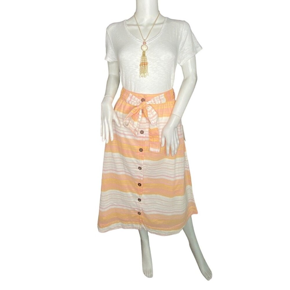 Carve Designs Women's Organic Cotton Button-Down Full Midi Skirt S NWT